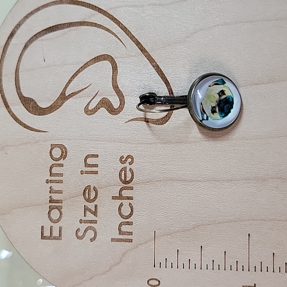 Pug Button Drop Earrings - Picture 3 of 5